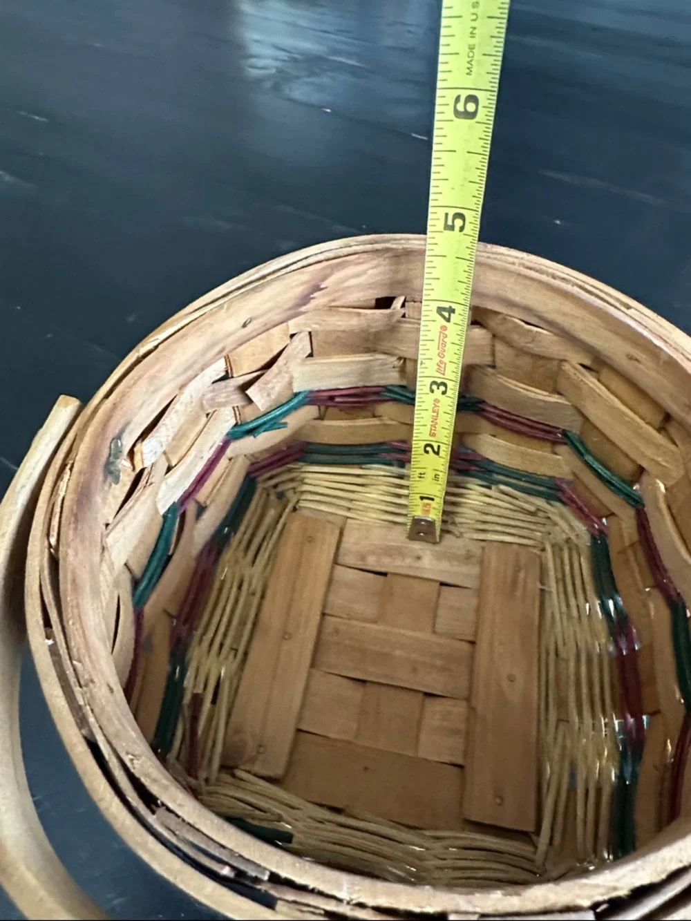 Handwoven Rustic Apple Accent Basket in Natural, Red & Green